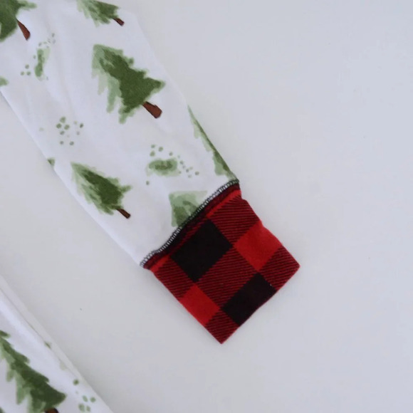 Lazy One White Green Red Pine Trees  w/ Back Flap Onezie Size Medium - Picture 7 of 16